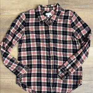 Soft Joie Pink and Black Plaid Button Down Shirt